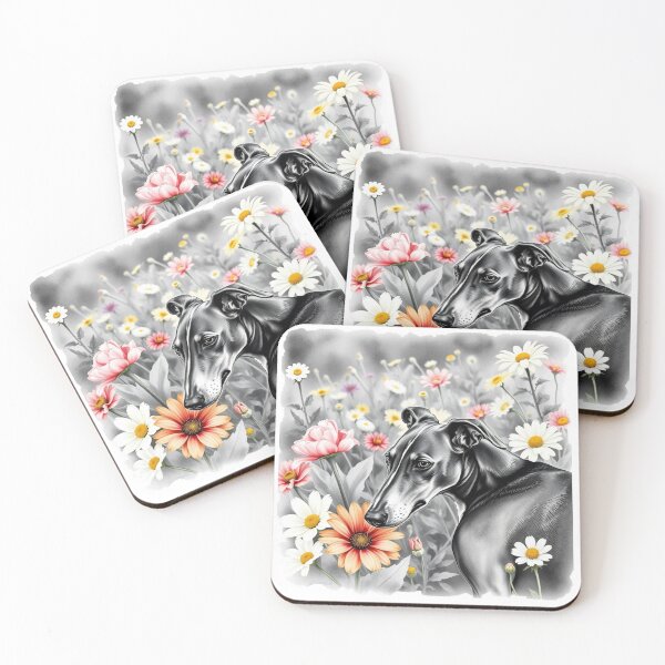 Item preview, Greyhound Dog Floral Sticker Elegant Pet Portrait Vintage Botanical Dog Lover Gift designed and sold by ArtByTripti.