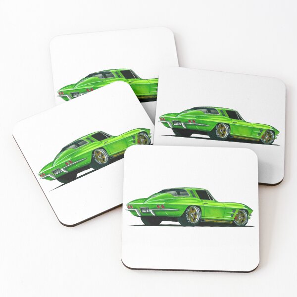 Item preview, Exclusive drawing legendary american muscle car modified green Chevy Vette Stingray C2 Coupe L89 Big-Block V8 designed and sold by Cars23.