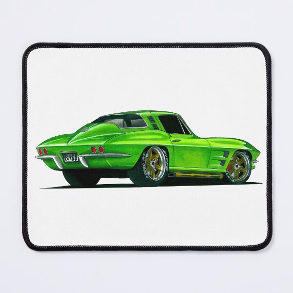 Item preview, Exclusive drawing legendary american muscle car modified green Chevy Vette Stingray C2 Coupe L89 Big-Block V8 designed and sold by Cars23.