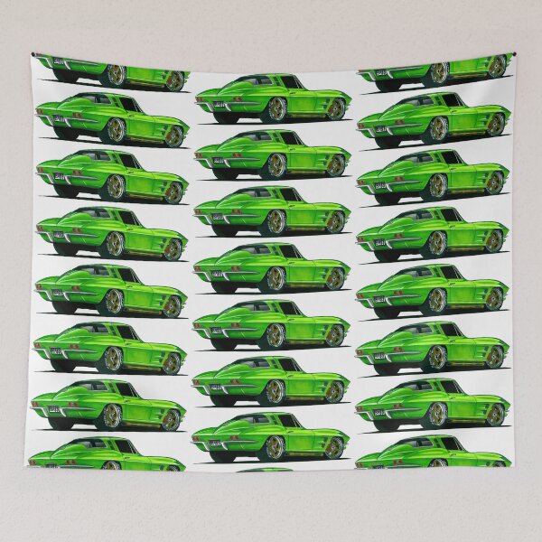 Item preview, Exclusive drawing legendary american muscle car modified green Chevy Vette Stingray C2 Coupe L89 Big-Block V8 designed and sold by Cars23.
