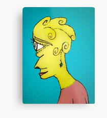 Young Sad Woman Portrait Drawing Metal Print