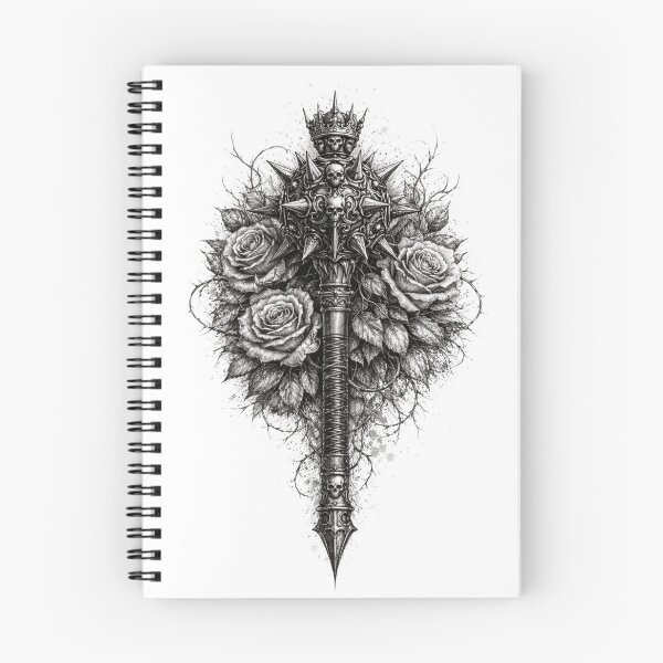 Item preview, Gothic Mace with Roses — Hand Drawn Dark Pencil Sketch Illustration designed and sold by Mac Sketches.