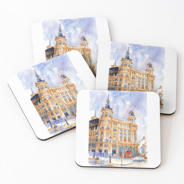 Item preview, Edificio Meneses Madrid – Watercolor Cityscape designed and sold by caracatita75.