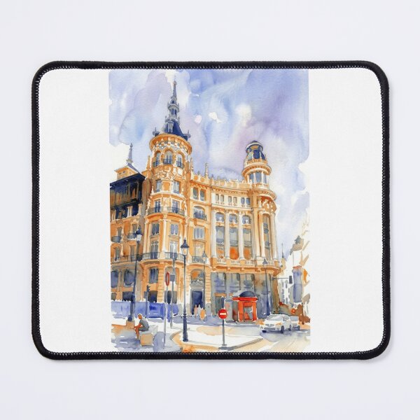 Item preview, Edificio Meneses Madrid – Watercolor Cityscape designed and sold by caracatita75.