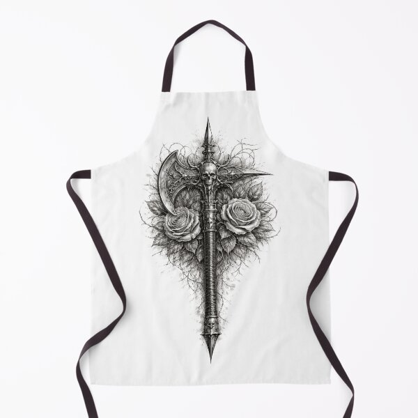 Item preview, Gothic Halberd with Roses — Hand Drawn Dark Pencil Sketch Illustration designed and sold by Mac Sketches.