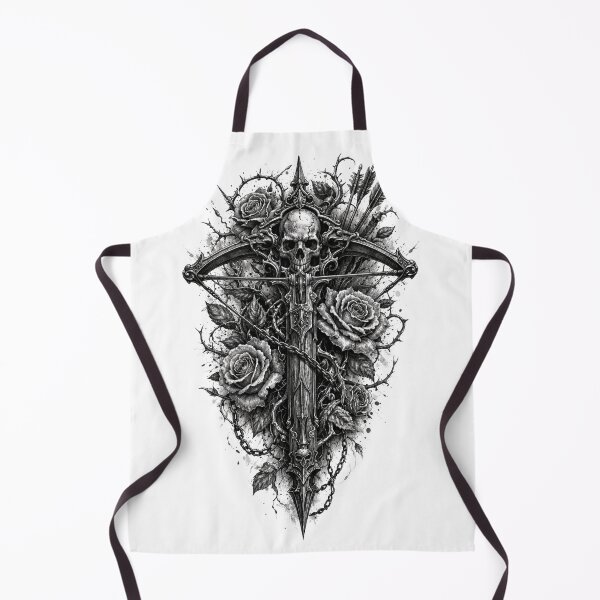 Item preview, Gothic Crossbow with Skull — Hand Drawn Dark Pencil Sketch Illustration designed and sold by Mac Sketches.