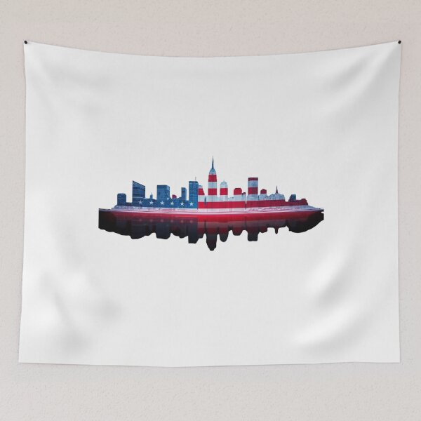 Item preview, Neon City Skyline with Patriotic Glow designed and sold by KapiPrint.