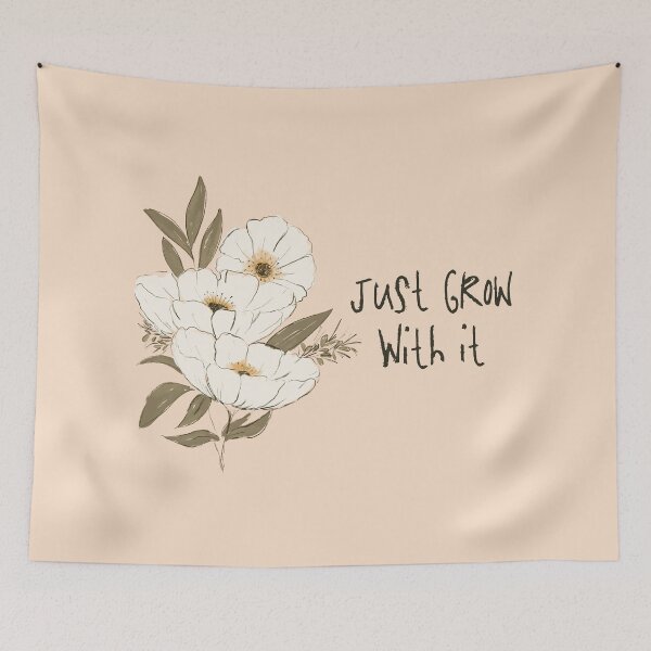 Item preview, Whimsical Botanical Affirmation Art 1A – “Just Grow With It” (Square) designed and sold by Claire_Brown.