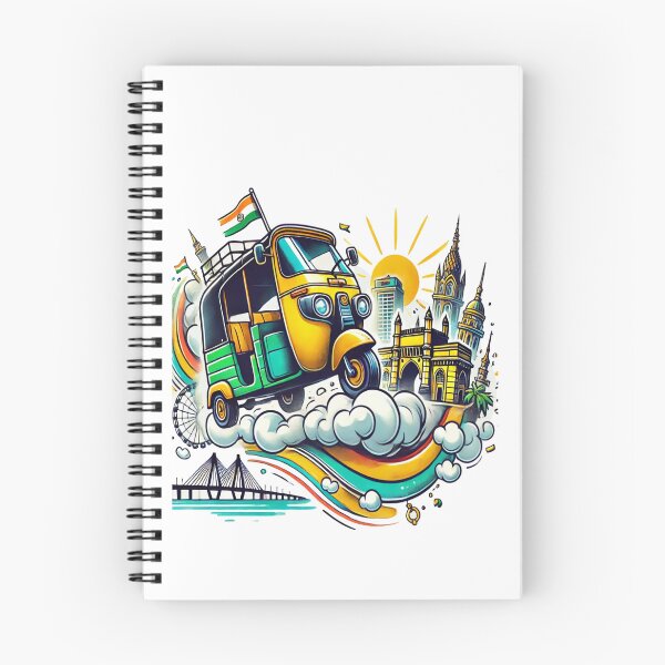 Item preview, India Auto Rickshaw Travel Art – Mumbai Landmarks Illustration, Indian Culture Tricolor Design, Vibrant Travel  designed and sold by Globalcitytees.