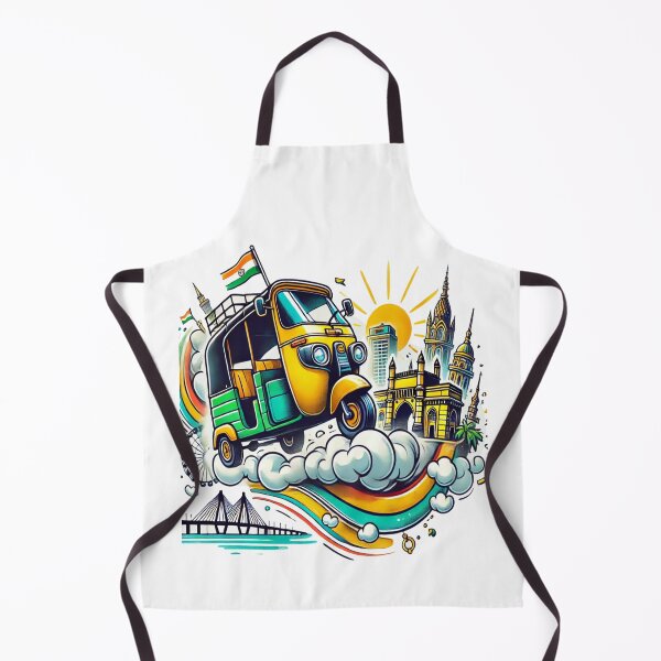 Item preview, India Auto Rickshaw Travel Art – Mumbai Landmarks Illustration, Indian Culture Tricolor Design, Vibrant Travel designed and sold by Globalcitytees.