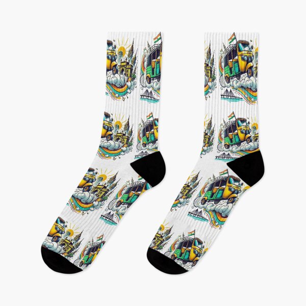 Item preview, India Auto Rickshaw Travel Art – Mumbai Landmarks Illustration, Indian Culture Tricolor Design, Vibrant Travel  designed and sold by Globalcitytees.