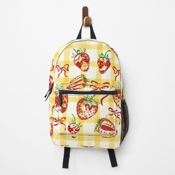 Item preview, Butter Yellow Checkered Strawberries Cute Retro Pattern designed and sold by MaiZephyr.
