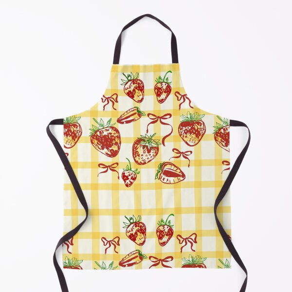 Item preview, Butter Yellow Checkered Strawberries Cute Retro Pattern designed and sold by MaiZephyr.