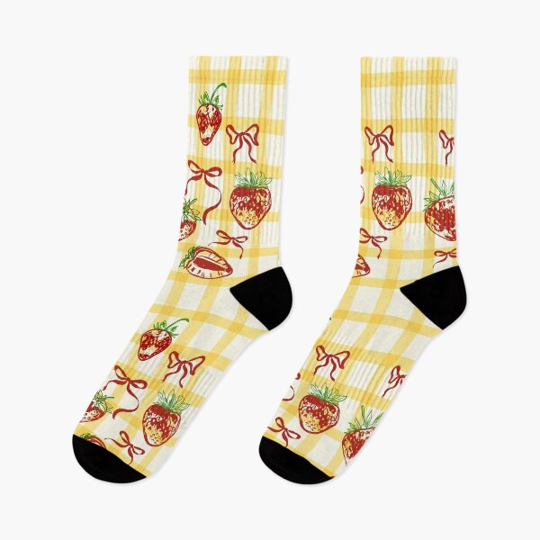 Item preview, Butter Yellow Checkered Strawberries Cute Retro Pattern designed and sold by MaiZephyr.