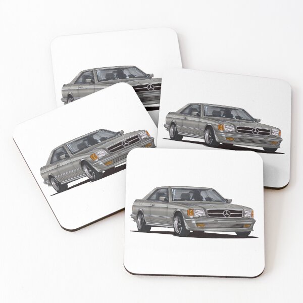 Item preview, Exclusive drawing legendary luxury modified vintage gray car MB 500 W126 SEC Coupe V8 designed and sold by Cars23.