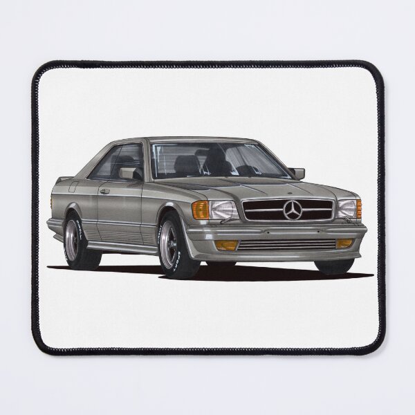 Item preview, Exclusive drawing legendary luxury modified vintage gray car MB 500 W126 SEC Coupe V8 designed and sold by Cars23.