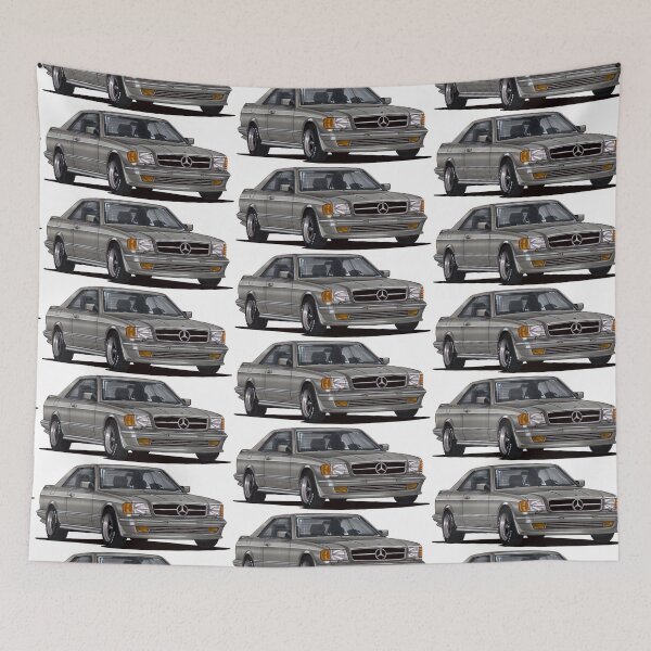 Item preview, Exclusive drawing legendary luxury modified vintage gray car MB 500 W126 SEC Coupe V8 designed and sold by Cars23.