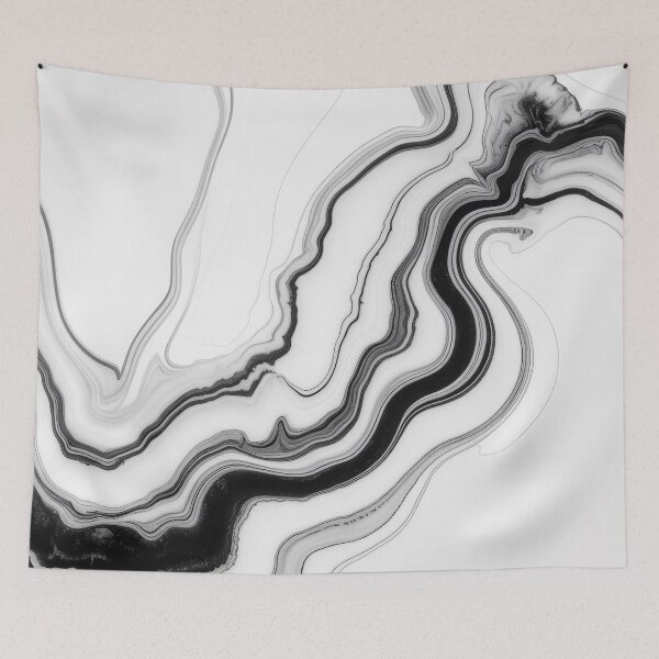 Item preview, Black & White Liquid Marble Art – Minimalist Ink Wave Abstract Print designed and sold by Tamas Das.