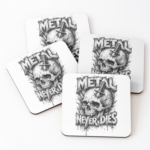 Item preview, Metal Never Dies – Hand Drawn Dark Pencil Skull Illustration designed and sold by Mac Sketches.
