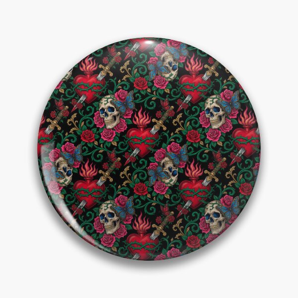 Item preview, blue butterflies & skulls. Tattoo Pattern | Ed Hardy Style | Lowbrow Pop Surrealism designed and sold by Piagor.