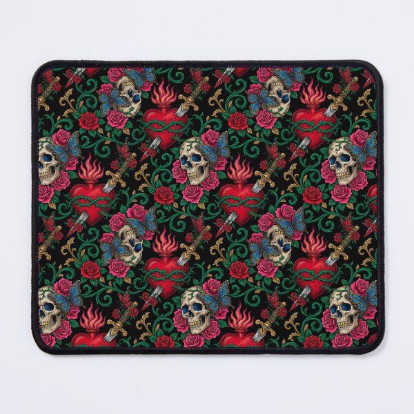 Item preview, blue butterflies & skulls. Tattoo Pattern | Ed Hardy Style | Lowbrow Pop Surrealism designed and sold by Piagor.