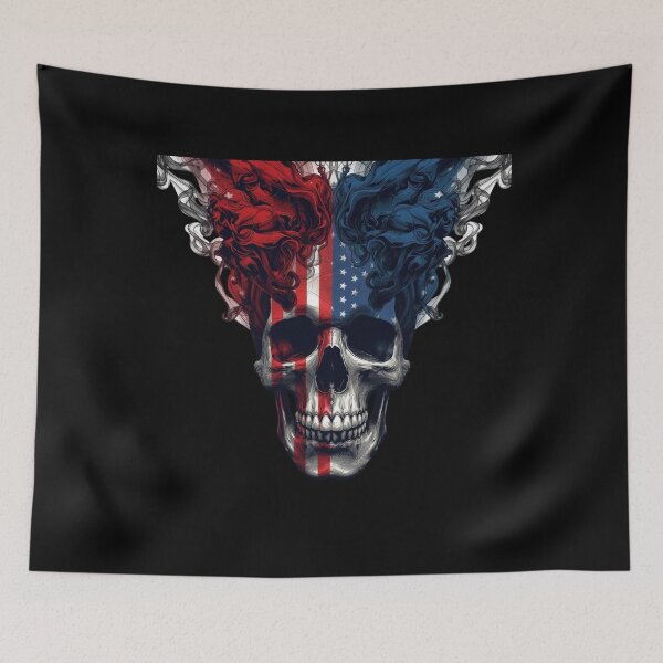 Item preview, Abstract Skull with Patriotic Smoke Flow  designed and sold by KapiPrint.