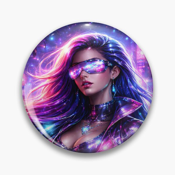Item preview, Neon Cyber Diva – Futuristic Synthwave Aesthetic designed and sold by digicx.