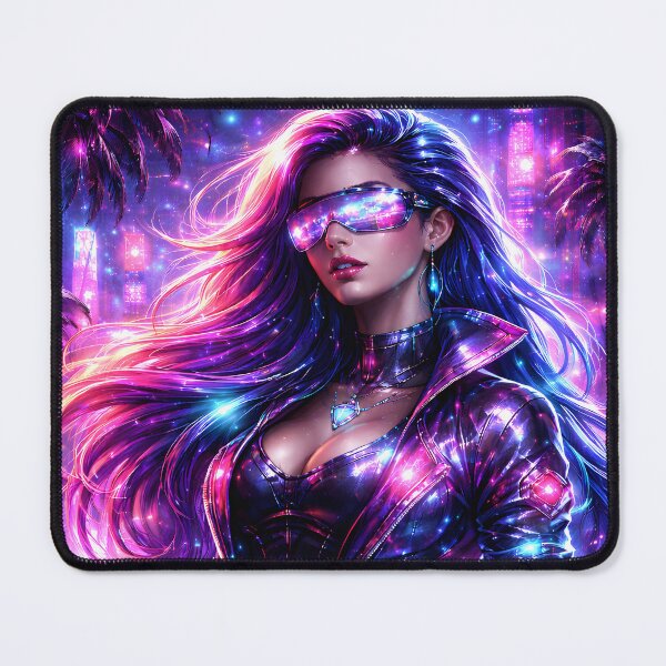 Item preview, Neon Cyber Diva – Futuristic Synthwave Aesthetic designed and sold by digicx.