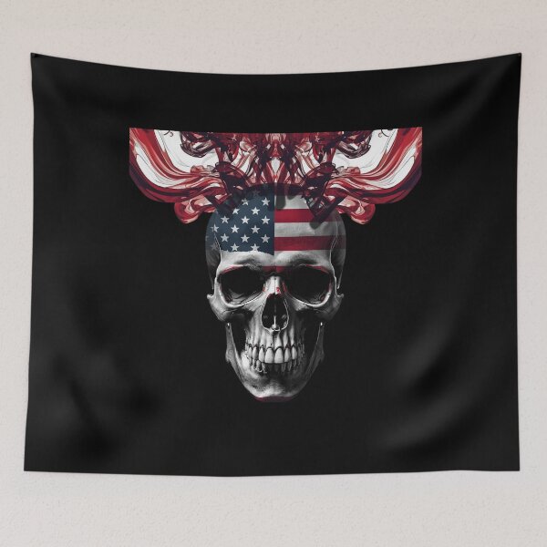 Item preview, Abstract Skull with Patriotic Smoke Flow  designed and sold by KapiPrint.