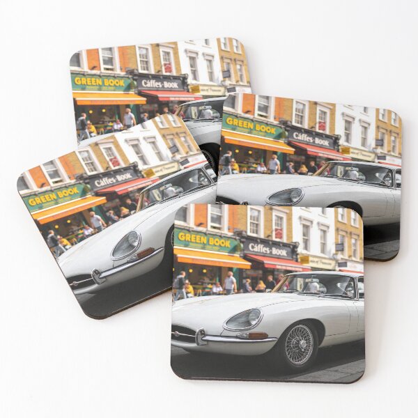 Item preview, White 1961 Jaguar E-Type in City Street – Classic Vintage Car Wall Art Print designed and sold by BlareBlare.