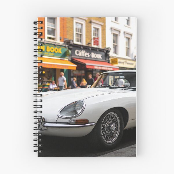 Item preview, White 1961 Jaguar E-Type in City Street – Classic Vintage Car Wall Art Print designed and sold by BlareBlare.