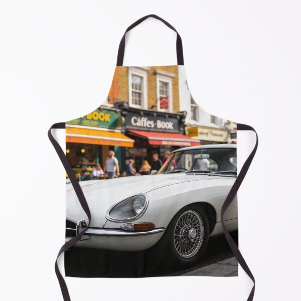 Item preview, White 1961 Jaguar E-Type in City Street – Classic Vintage Car Wall Art Print designed and sold by BlareBlare.