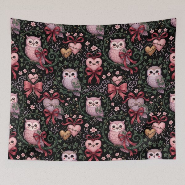 Item preview, Owls and Ribbons Pattern | Ed Hardy Style | Lowbrow Pop Surrealism designed and sold by Piagor.