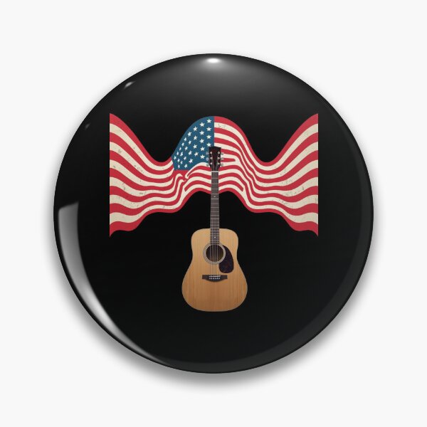 Item preview, Acoustic Guitar with Flowing Patriotic Sound Waves designed and sold by KapiPrint.