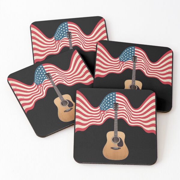 Item preview, Acoustic Guitar with Flowing Patriotic Sound Waves designed and sold by KapiPrint.
