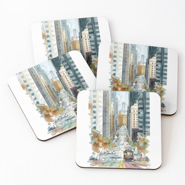 Item preview, San Francisco Cable Car on Market Street – Watercolor Cityscape designed and sold by caracatita75.