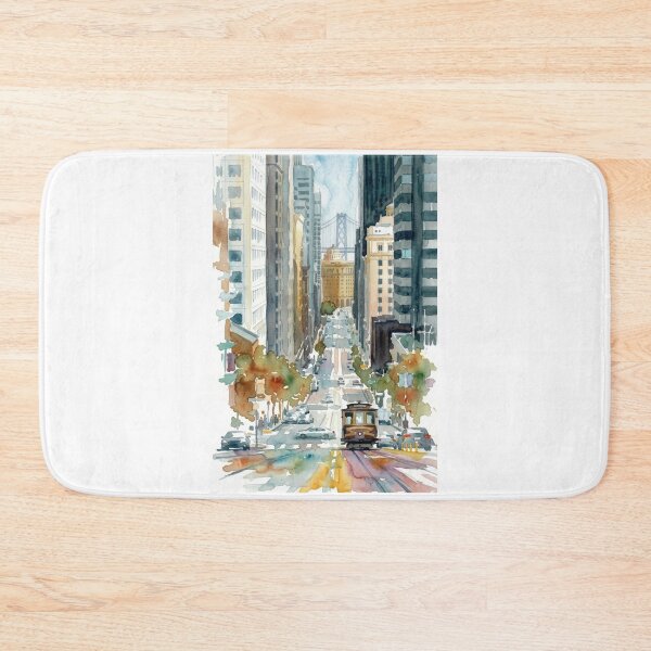 Item preview, San Francisco Cable Car on Market Street – Watercolor Cityscape designed and sold by caracatita75.