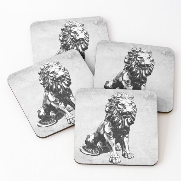 Item preview, Lion Statue: Dark Gothic Sentinel Etched Architecture Illustration designed and sold by Ghoul Enterprises.