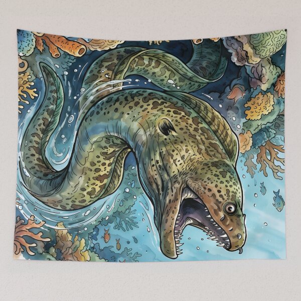 Item preview, Giant Moray Eel Gymnothorax Javanicus Coral Reef designed and sold by RubisLeaf.