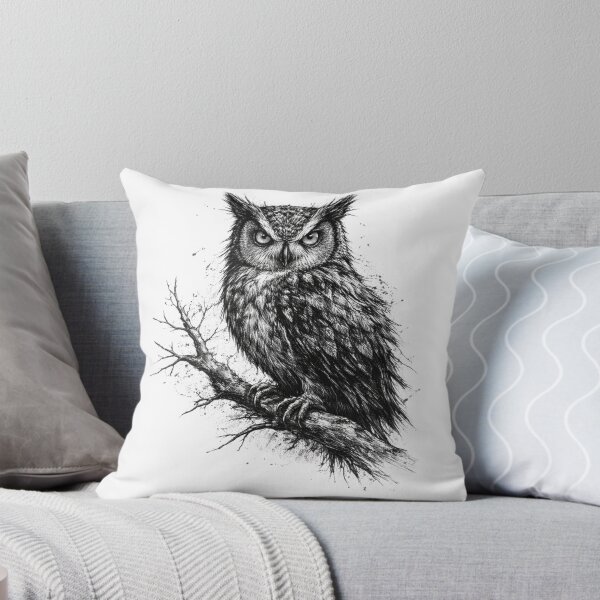 Item preview, Dark Owl on Branch – Hand Drawn Pencil Sketch Illustration designed and sold by Mac Sketches.