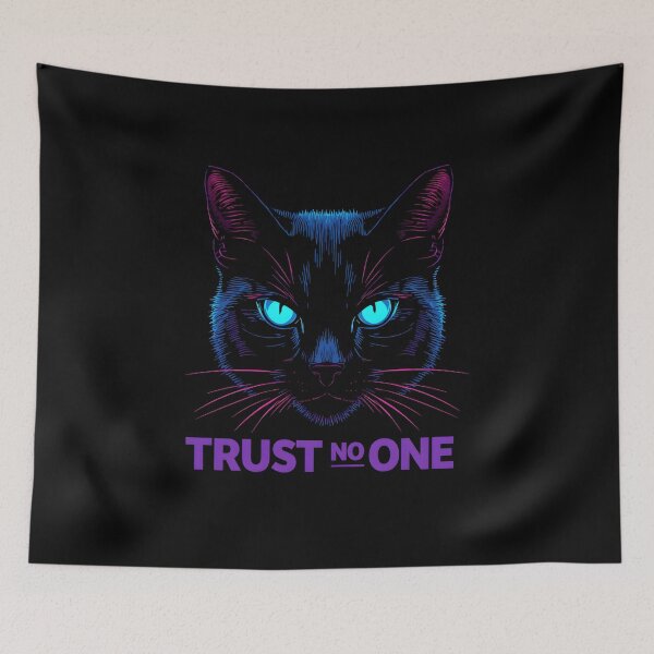 Item preview, Trust No One Cat Neon Design – Cyberpunk Glowing Eyes Cat Shirt designed and sold by Kavya Art.