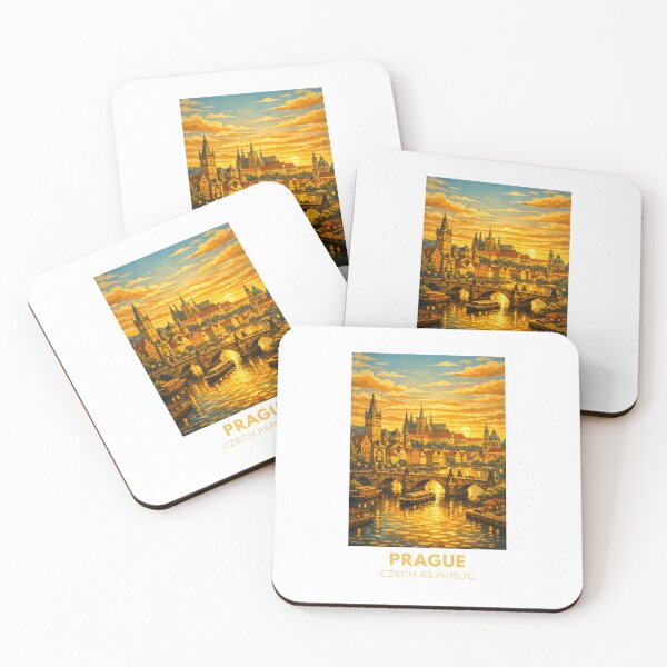 Item preview, Prague Czech Republic Modern Vintage Travel Poster – Retro Cityscape Art designed and sold by MyTutina.