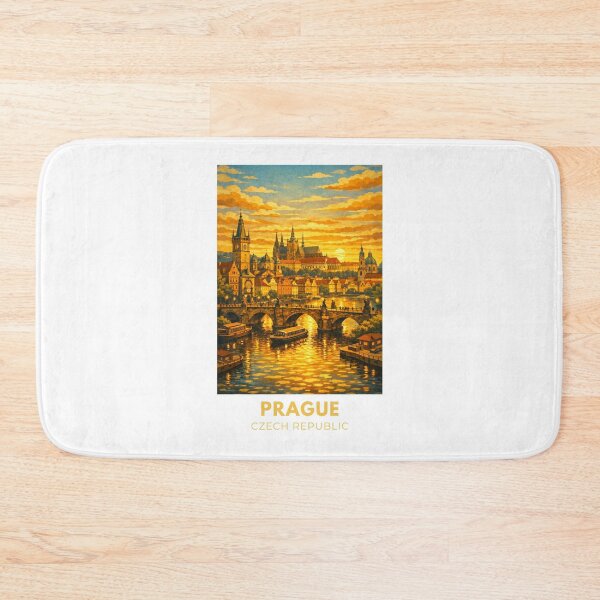 Item preview, Prague Czech Republic Modern Vintage Travel Poster – Retro Cityscape Art designed and sold by MyTutina.