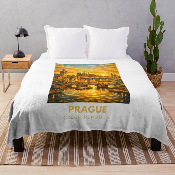 Item preview, Prague Czech Republic Modern Vintage Travel Poster – Retro Cityscape Art designed and sold by MyTutina.