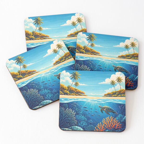 Item preview, Great Barrier Reef Australia Turtle Travel Poster Ocean Art designed and sold by pod24.