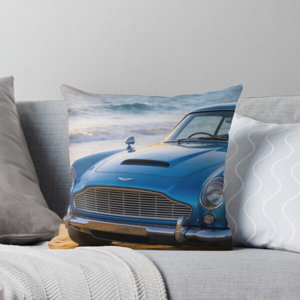 Item preview, Blue 1963 Aston Martin DB5 by the Beach – Ocean View Vintage Car Artwork designed and sold by BlareBlare.