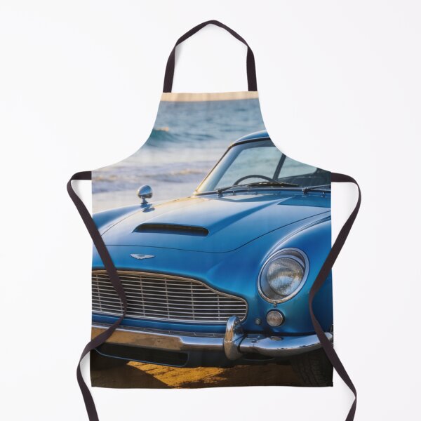 Item preview, Blue 1963 Aston Martin DB5 by the Beach – Ocean View Vintage Car Artwork designed and sold by BlareBlare.