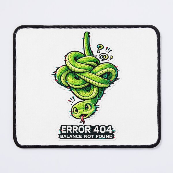 Item preview, Funny Snake Error 404 Balance Not Found Sticker designed and sold by McZerrill.