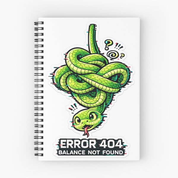 Item preview, Funny Snake Error 404 Balance Not Found Sticker designed and sold by McZerrill.