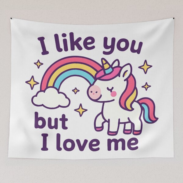 Item preview,  I like you, but I love me  unicorn rainbow designed and sold by uunaa.